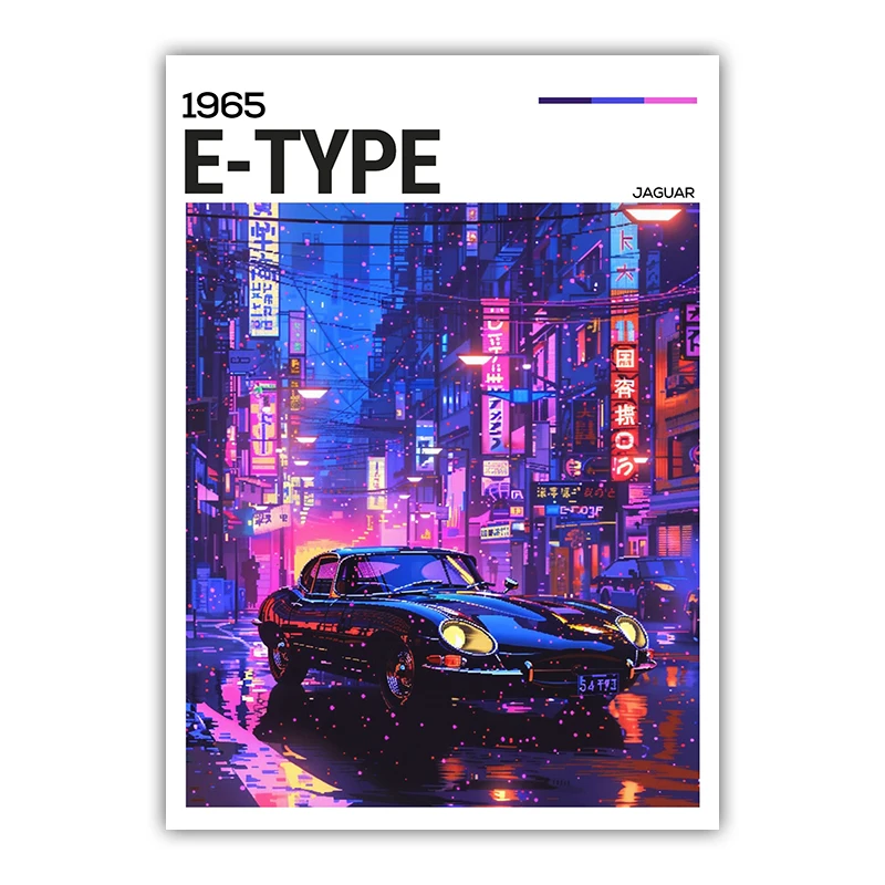 Plakat neonowy samochód sportowy street cars Różowy