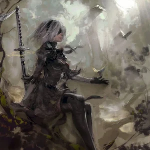Nier Automata - plakat z grafiką anime Wzór 1