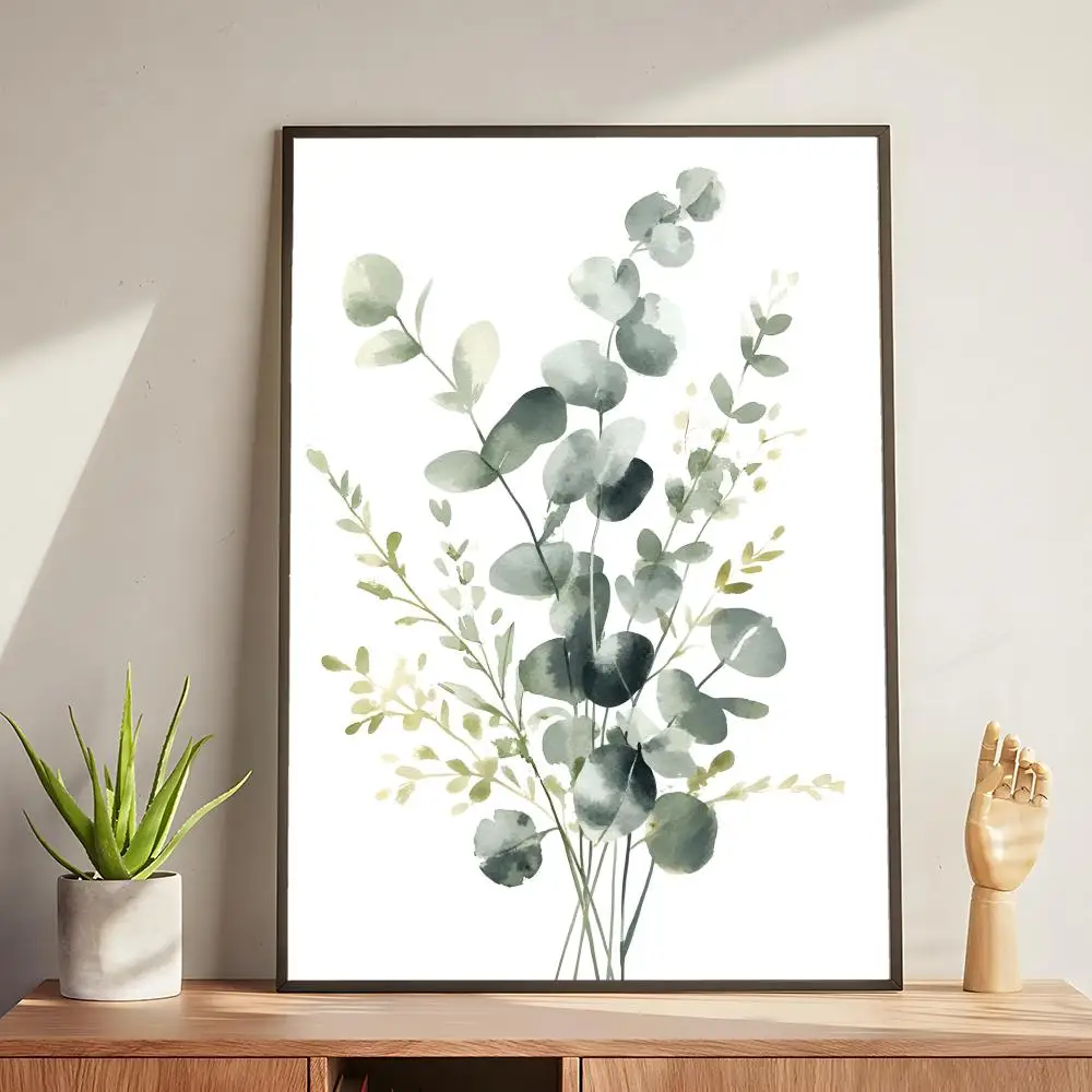 Plakat nordyckie zielone liście Czerwony