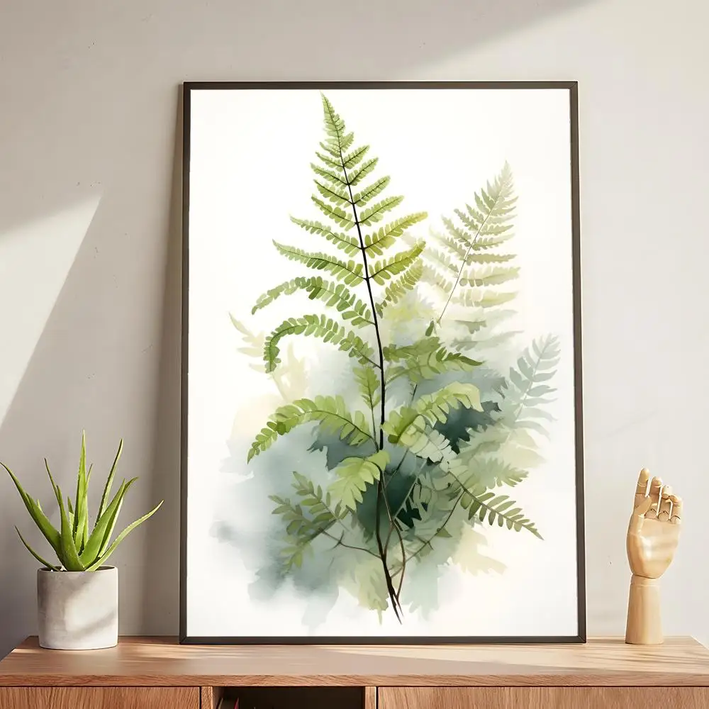 Plakat nordyckie zielone liście Fioletowy