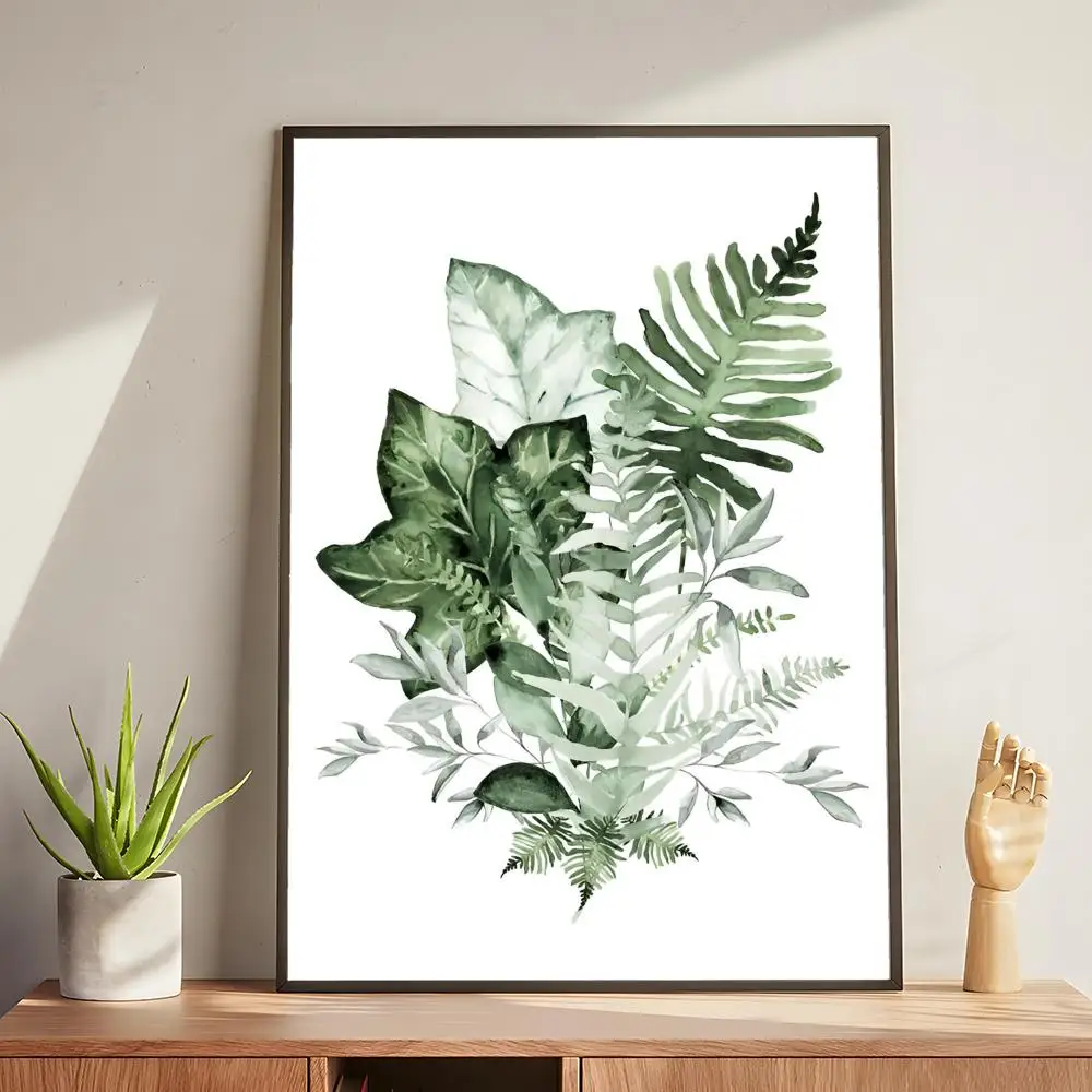 Plakat nordyckie zielone liście Szary