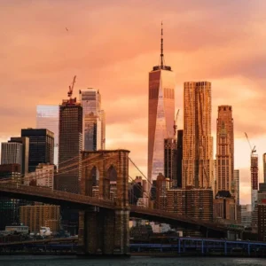 Plakat Nowy Jork Manhattan nocą Biały