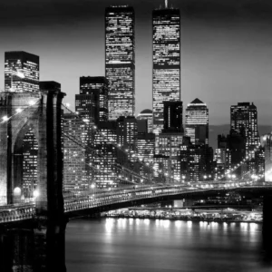 Plakat Nowy Jork Manhattan nocą czarno-biały 