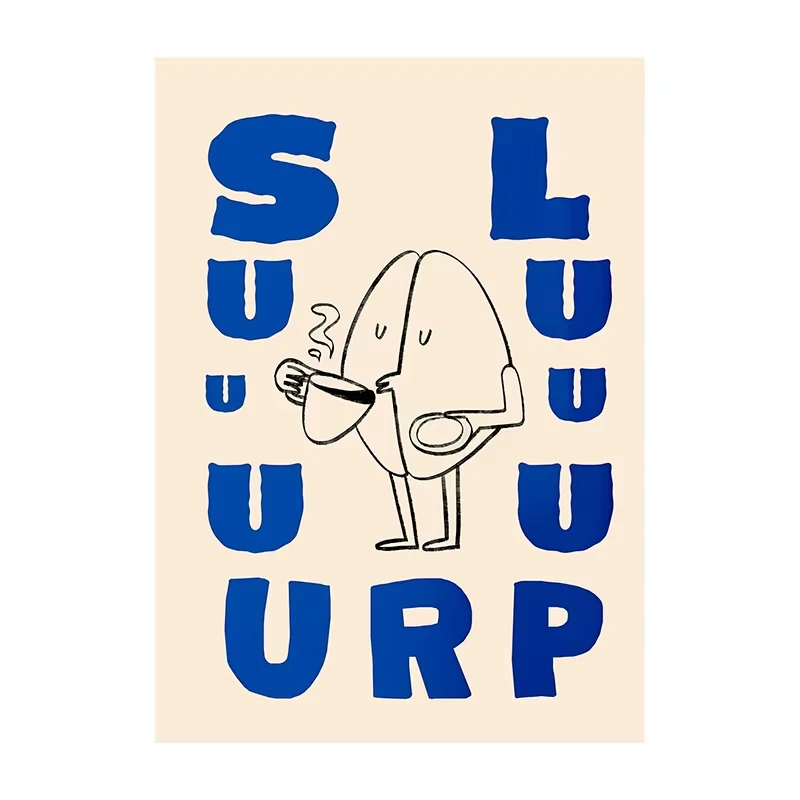 Nurek w kawie - humorystyczny plakat do kuchni Królewski niebieski