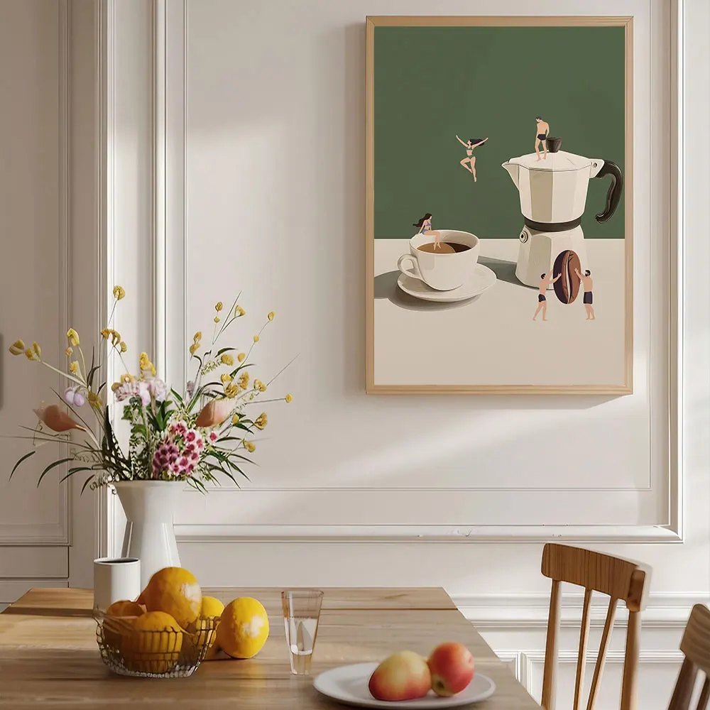 Plakat nurek z kawą Good Morning Burgundia