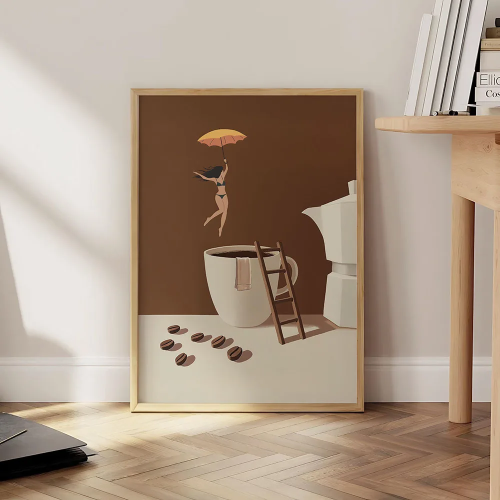 Plakat nurek z kawą Good Morning Czarny