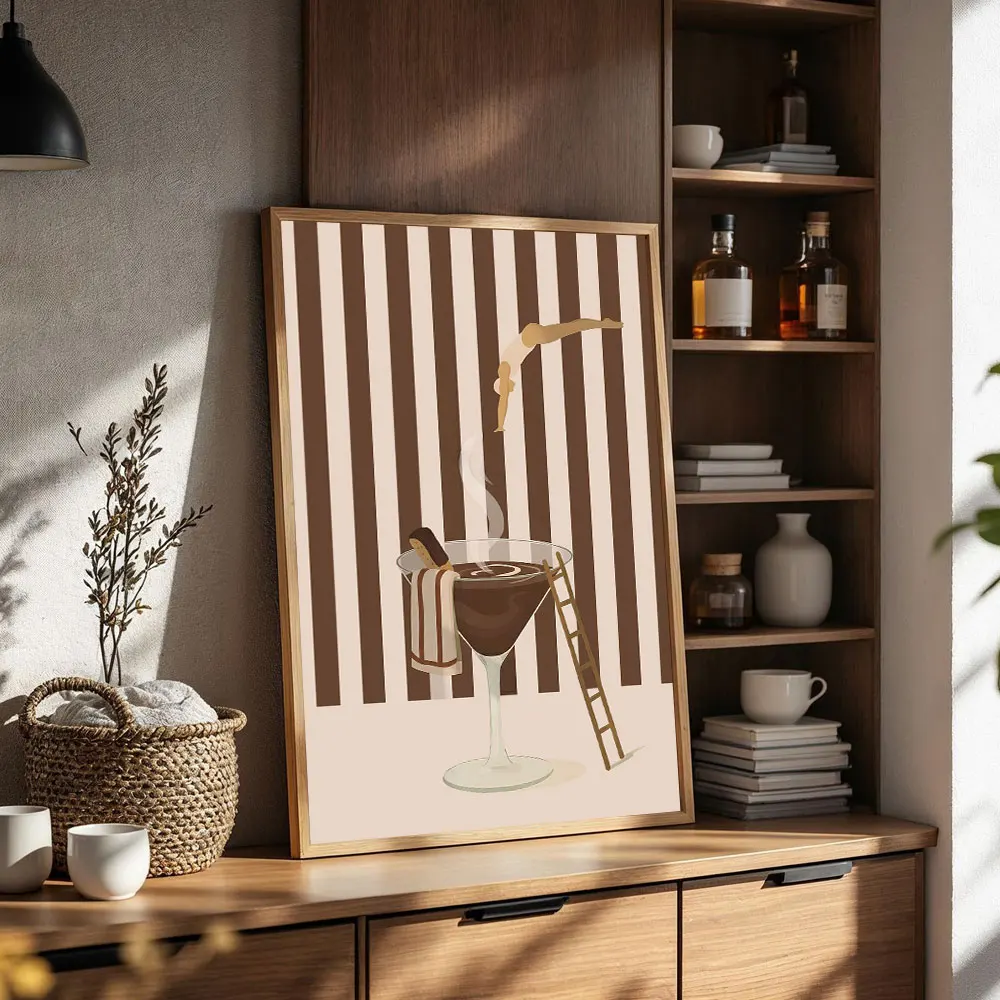 Plakat nurek z kawą Good Morning Fioletowy
