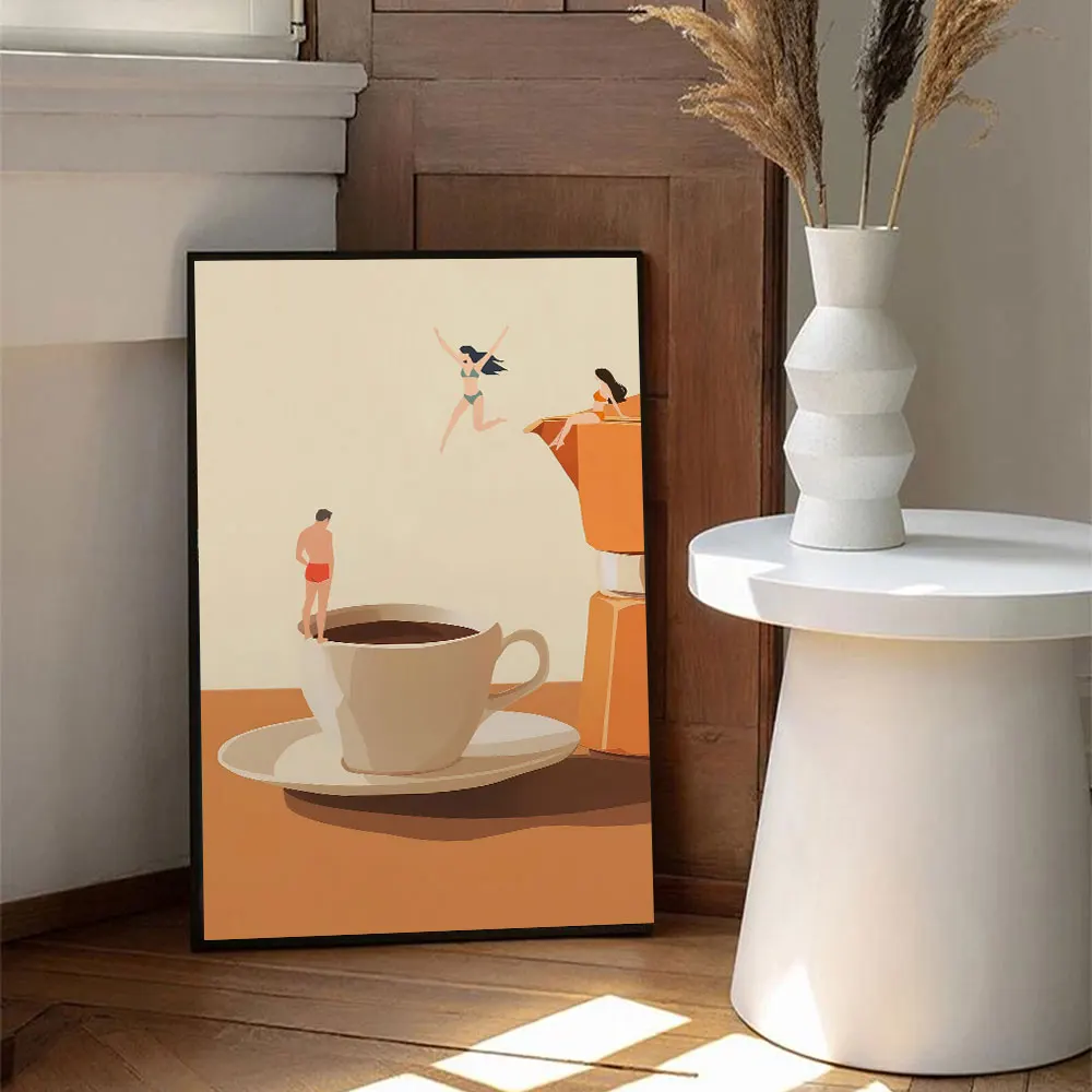 Plakat nurek z kawą Good Morning Niebieski