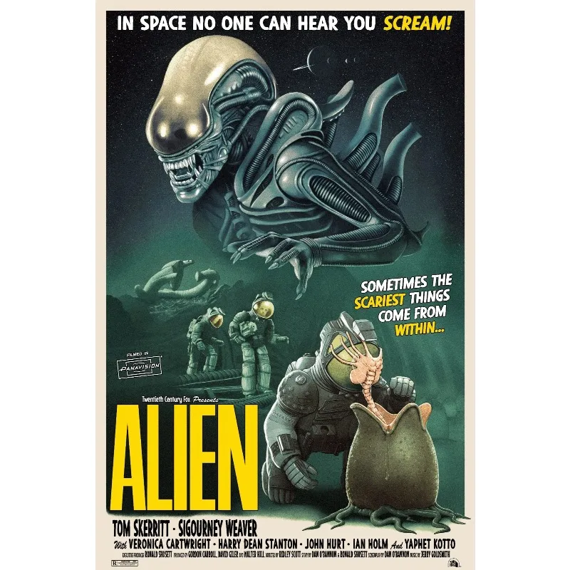 Plakat Obcy - klasyczny film sci-fi retro Wzór 8