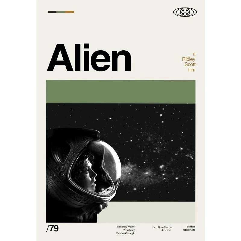 Plakat Obcy – klasyczny film sci-fi retro Wzór 9