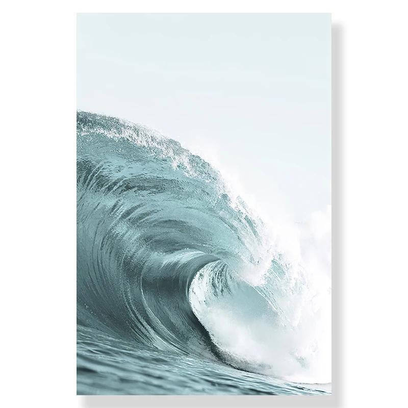 Letni ocean i deska surfingowa - plakat plażowy Jasnozielony