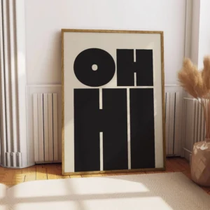 Plakat OH HI CIAO - retro typografia Burgundia