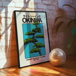 Plakat Okinawa - japoński retro pejzaż Biały