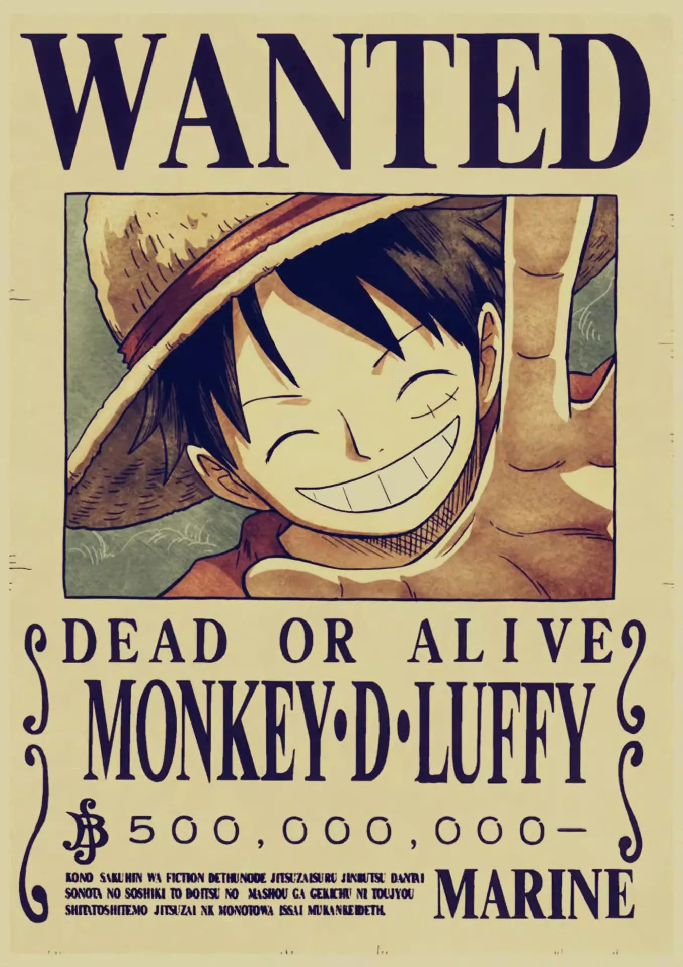 Plakat One Piece - listy gończe załogi Słomkowego Kapelusza Wzór 5