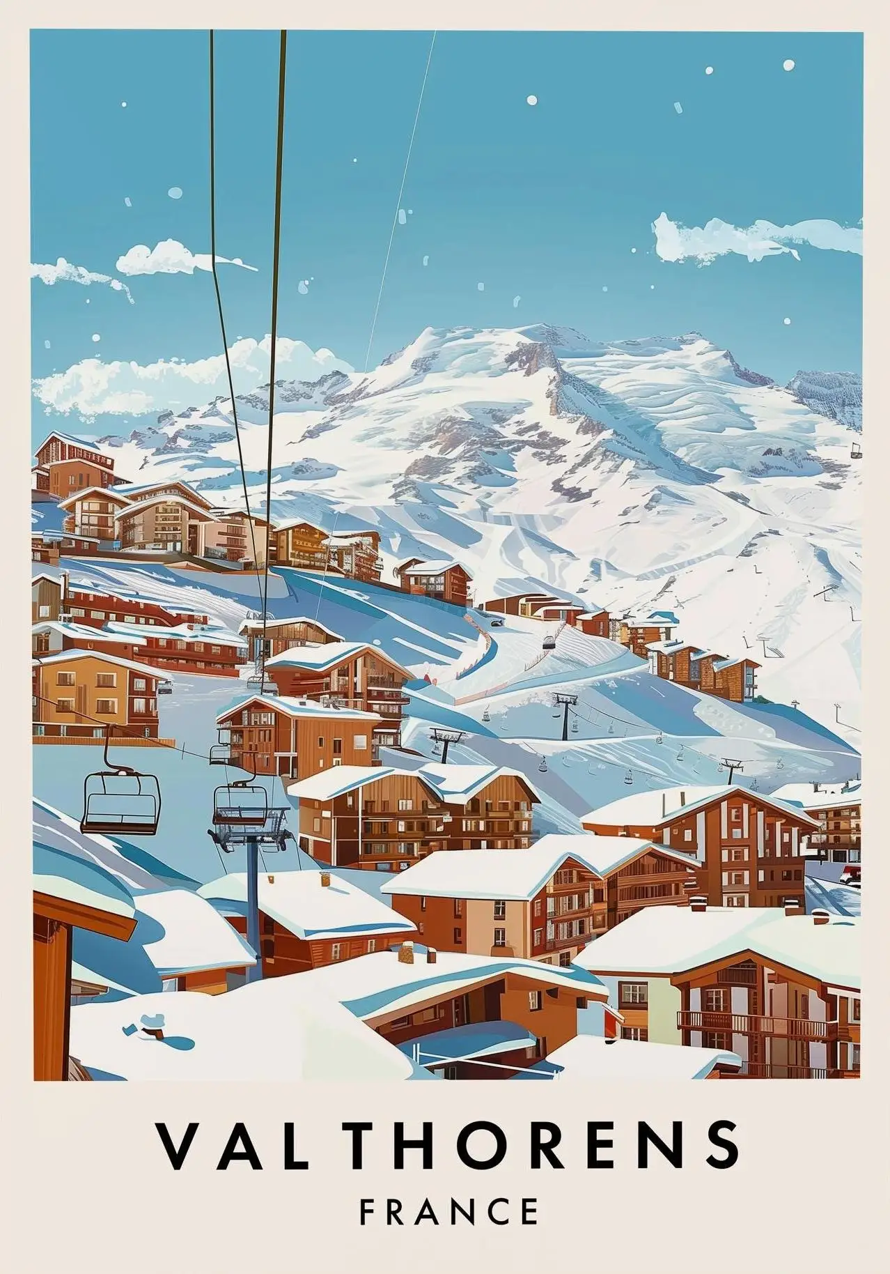 Plakat ośrodki narciarskie - Alpy i góry Czerwony
