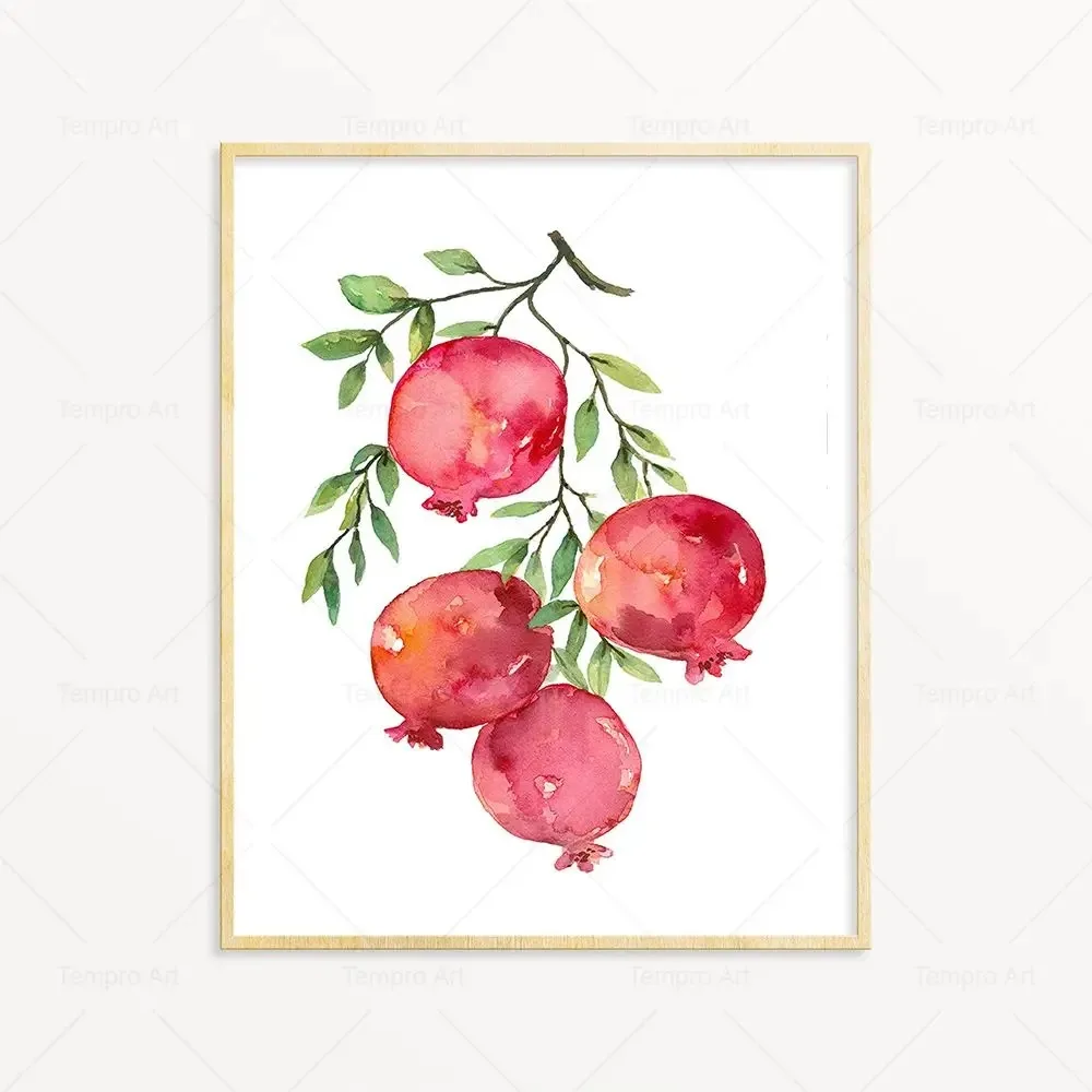 Plakat owoce akwarela do kuchni Zielony