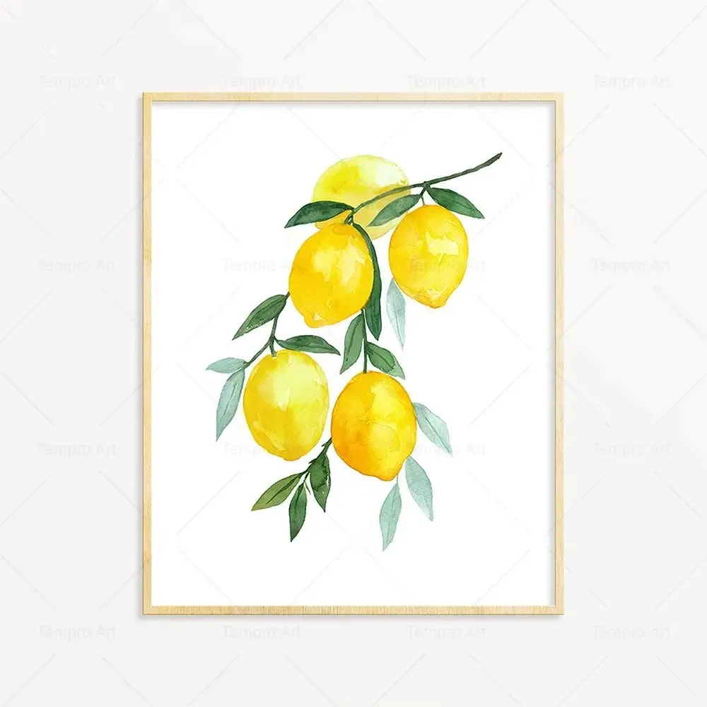 Plakat owoce akwarela do kuchni żółty