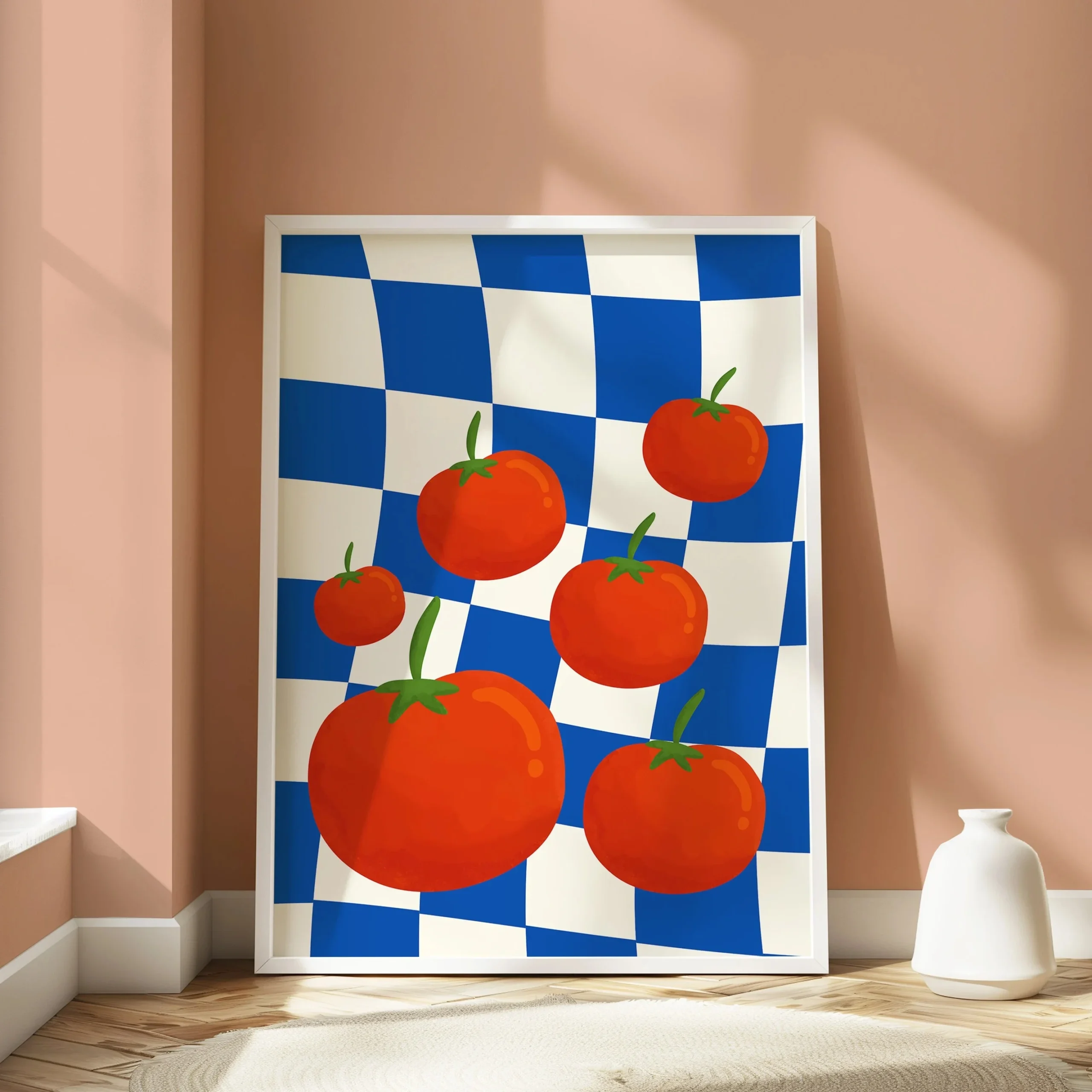 Plakat z owocami preppy - retro grafika do kuchni Fioletowy