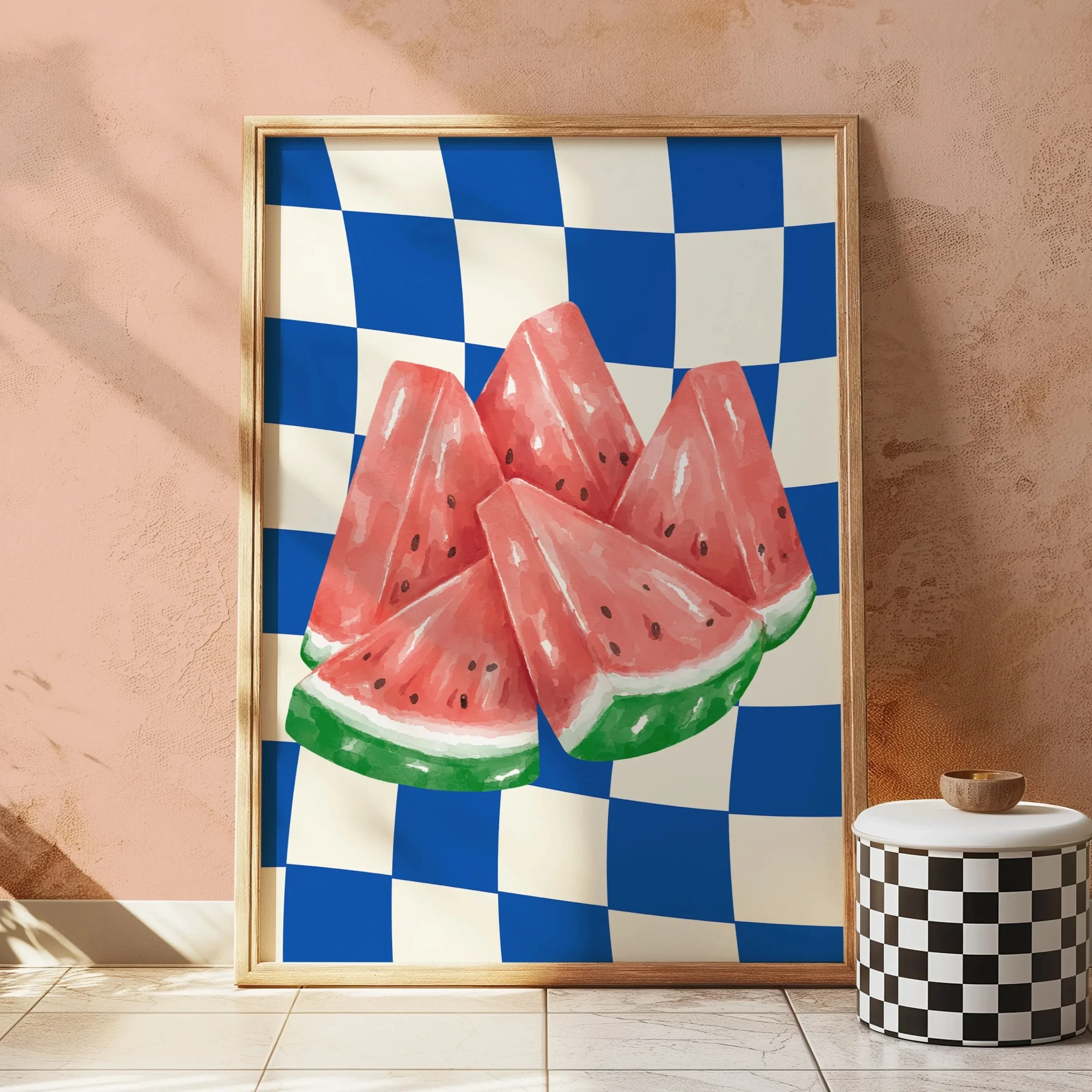 Plakat z owocami preppy - retro grafika do kuchni Jasnoszary