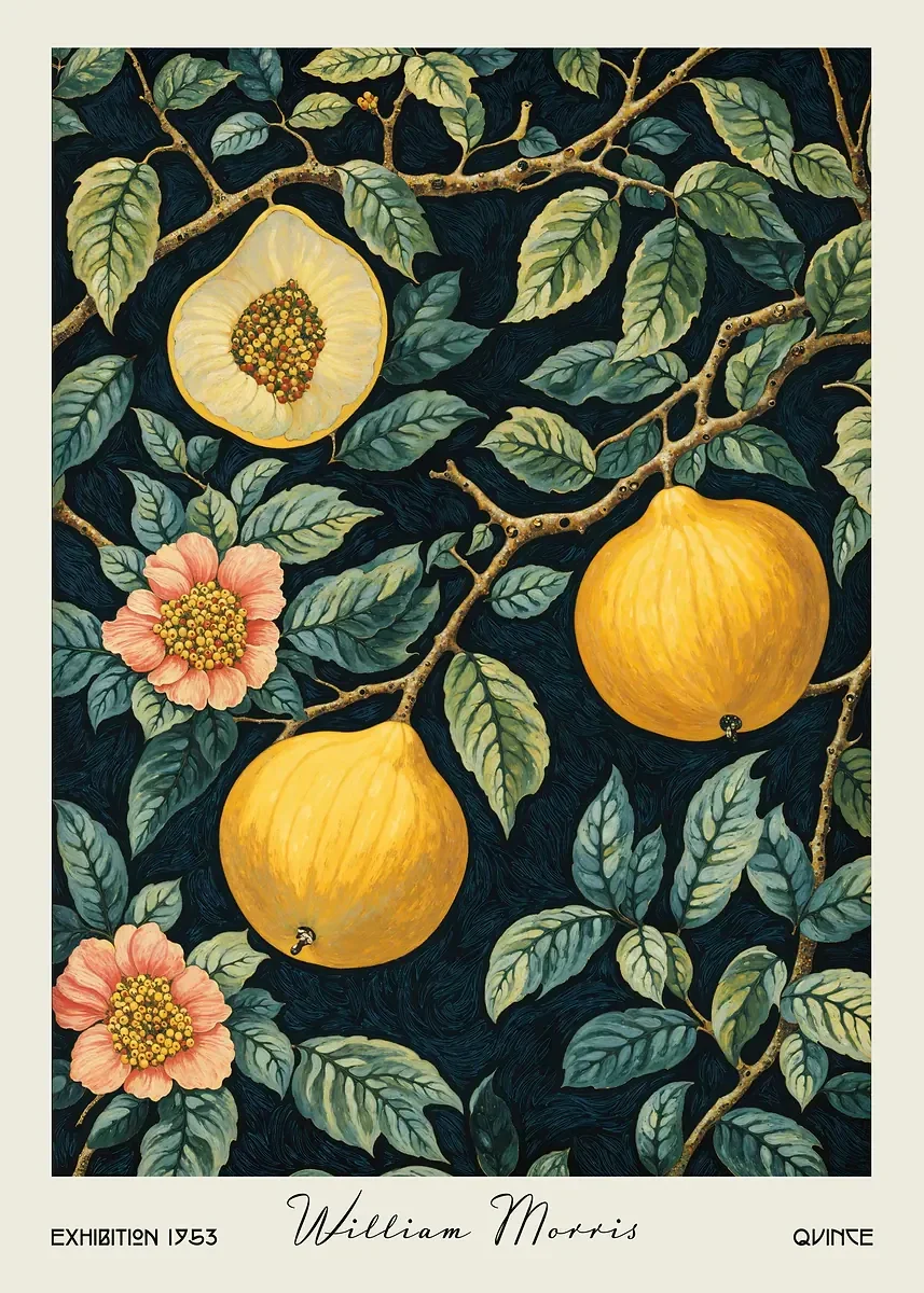 Owoce i warzywa William Morris - plakat retro do kuchni Fioletowy/фиолетовый