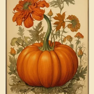 Owoce i warzywa William Morris - plakat retro do kuchni Granatowy