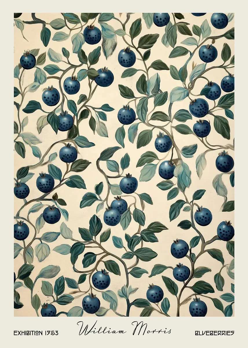 Owoce i warzywa William Morris - plakat retro do kuchni Wielo