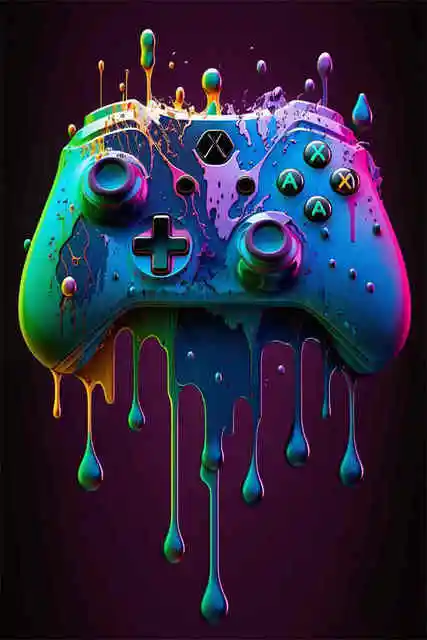 Panda gamer z padem - plakat do pokoju gracza Ciemny szary