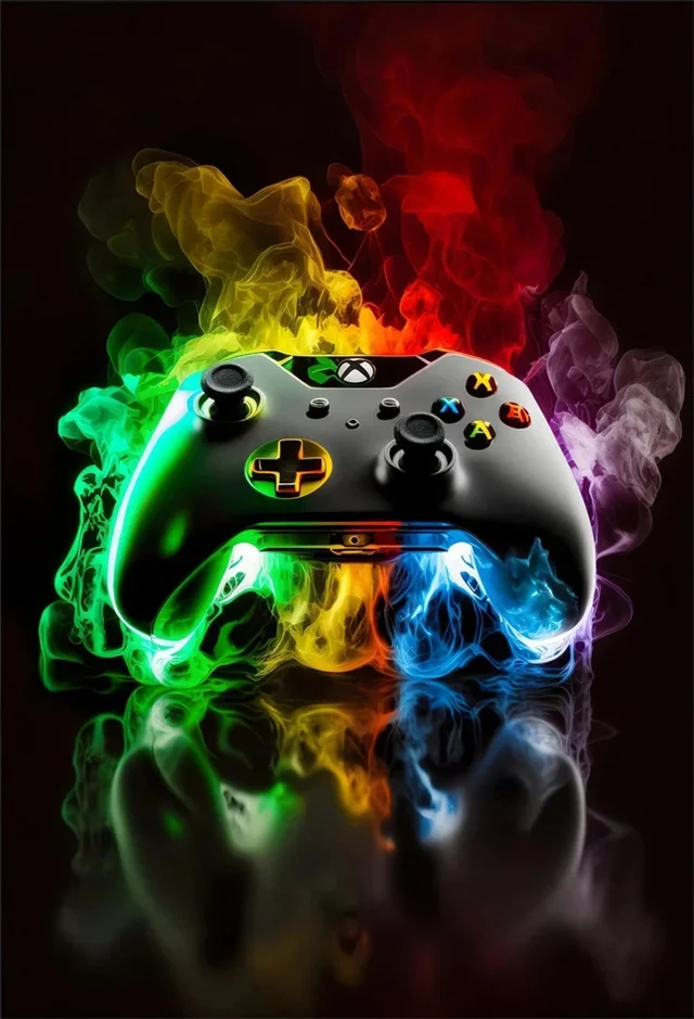 Panda gamer z padem - plakat do pokoju gracza Jasnoszary