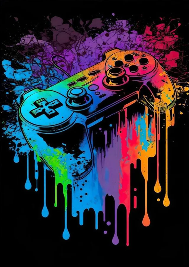 Panda gamer z padem - plakat do pokoju gracza Niebieski