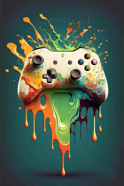 Panda gamer z padem - plakat do pokoju gracza śliwka