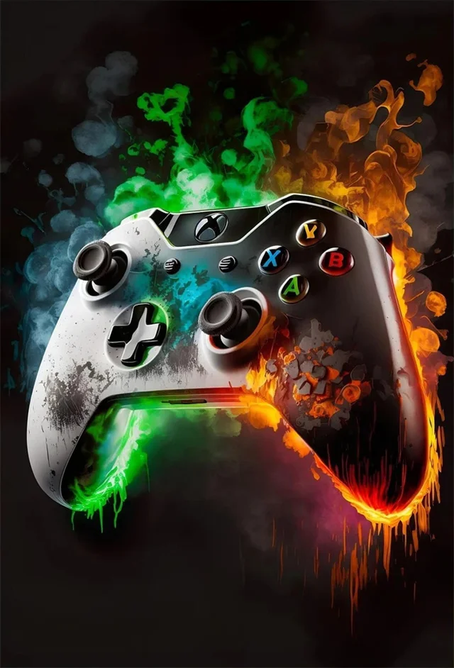 Panda gamer z padem - plakat do pokoju gracza Zielony