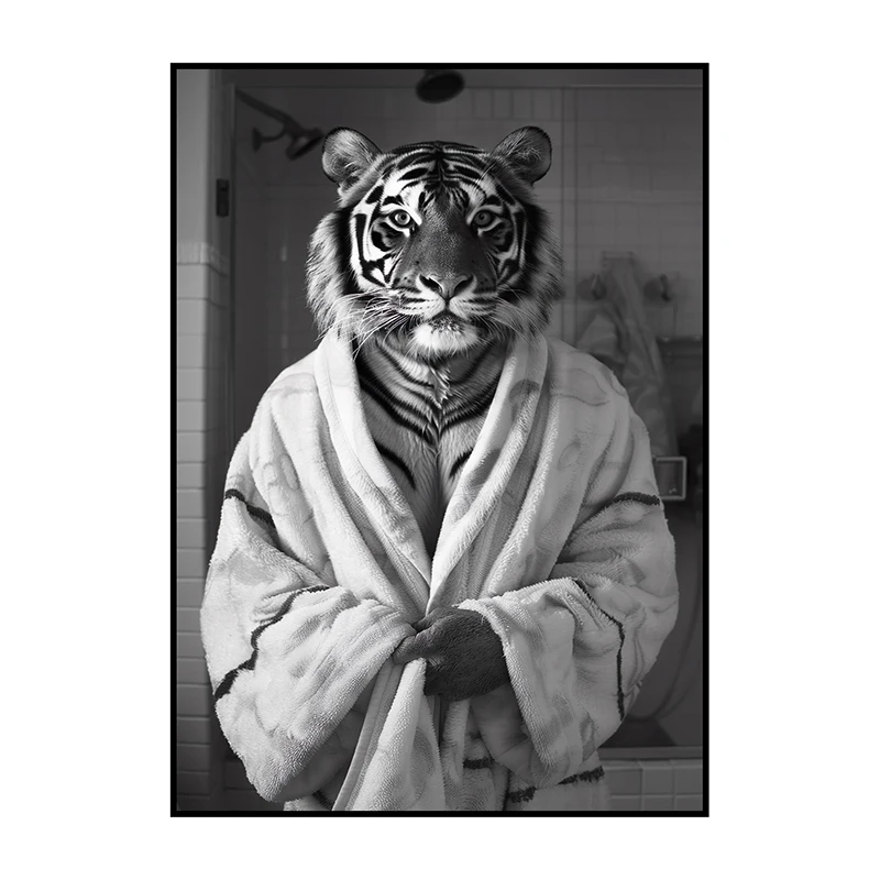 Panda w szlafroku - zabawny plakat do łazienki Fioletowy/фиолетовый