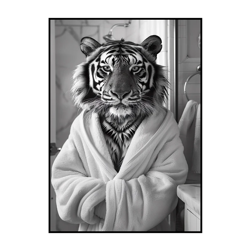 Panda w szlafroku - zabawny plakat do łazienki Jasnożółty