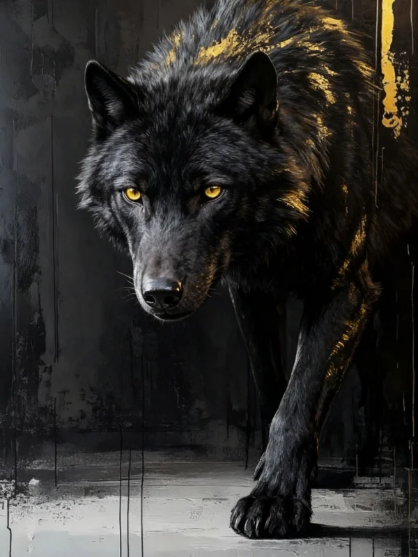 Plakat czarno-złota pantera safari Wzór 7