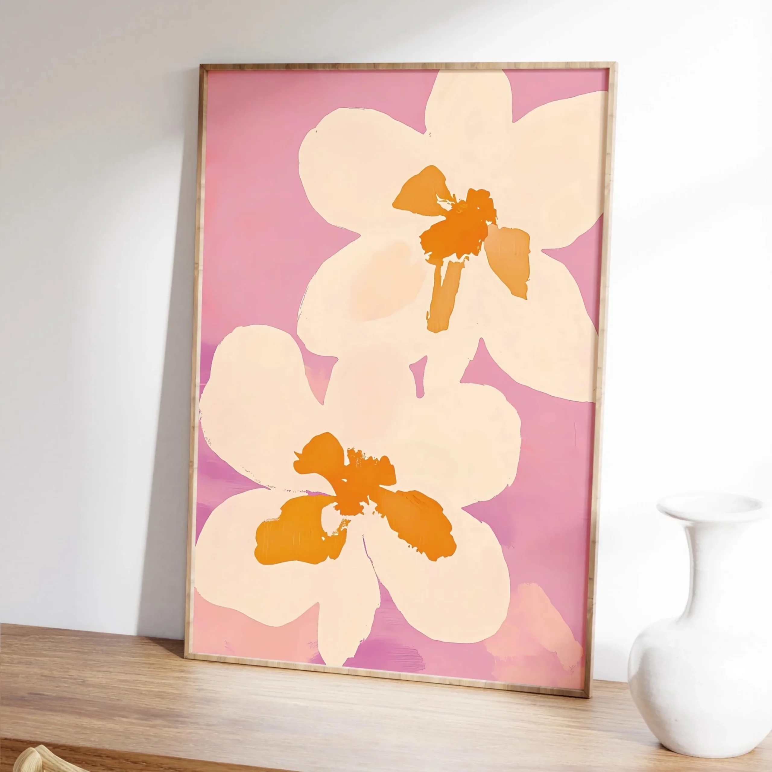 Plakat różowy panterka - maksymalistyczna grafika boho Jasnoszary