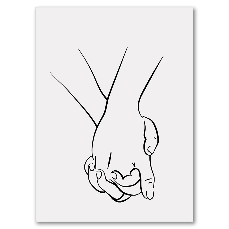 Plakat zakochana para minimalistyczna linia Wzór 1