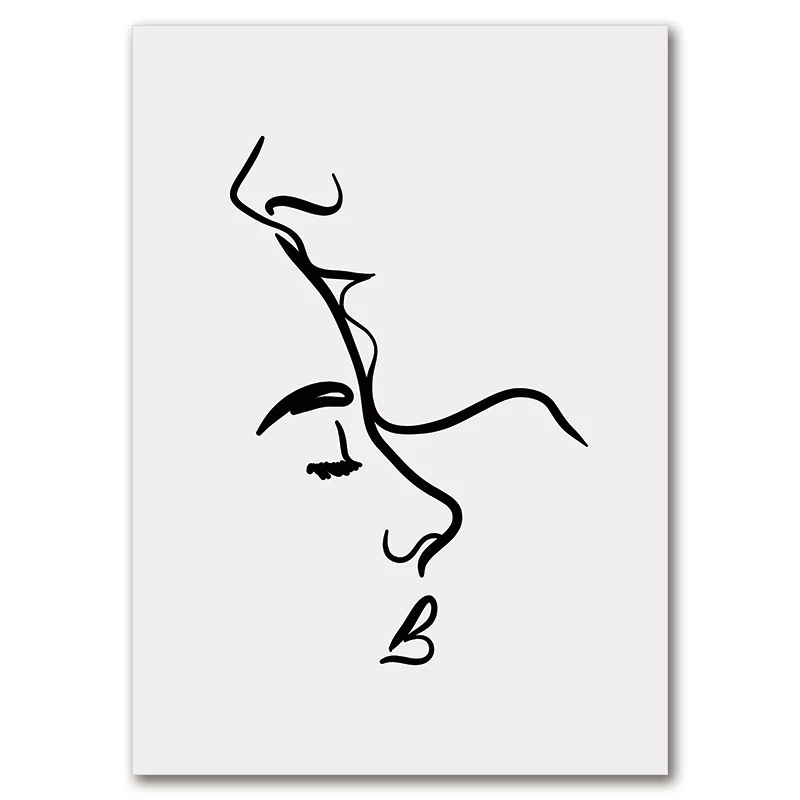 Plakat zakochana para minimalistyczna linia Wzór 2
