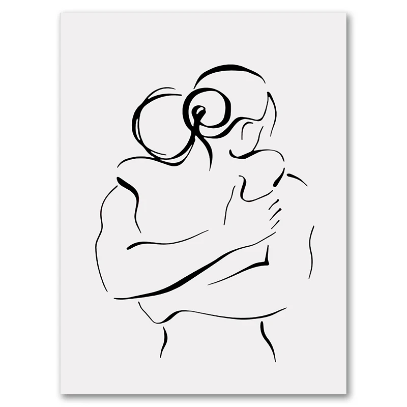 Plakat zakochana para minimalistyczna linia Wzór 3