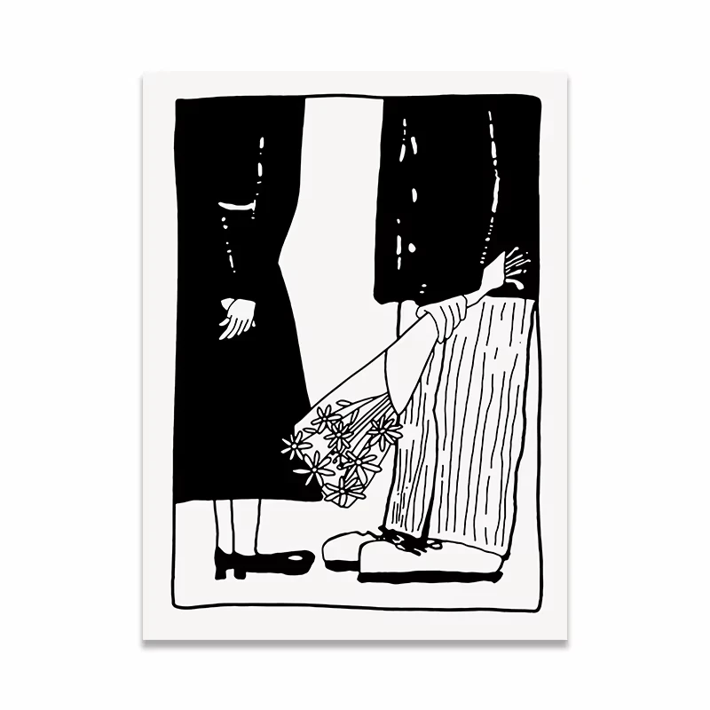 Para z pieskiem - minimalistyczna ilustracja Czerwony