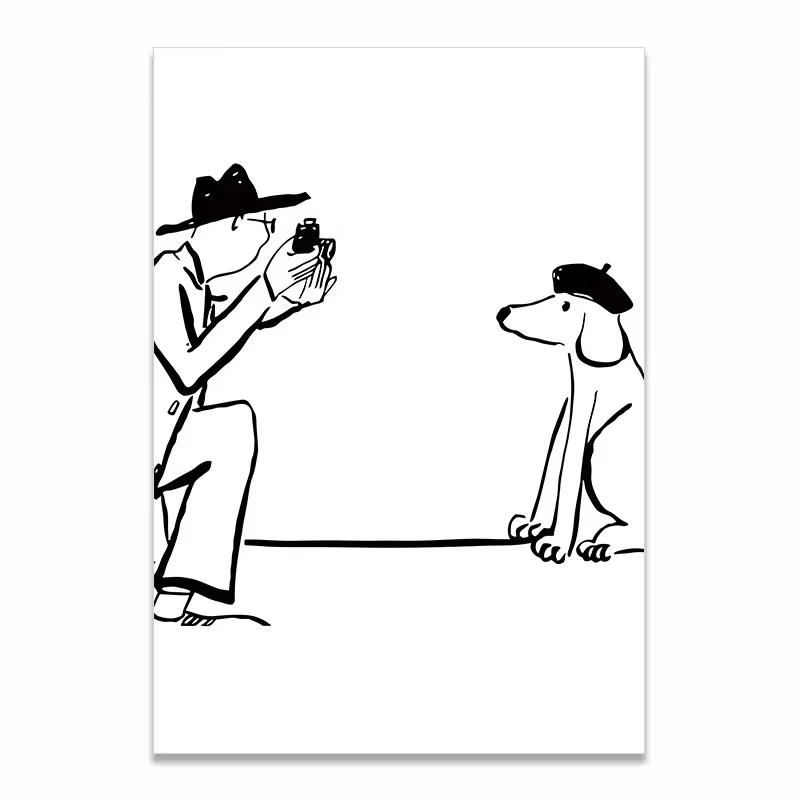 Para z pieskiem - minimalistyczna ilustracja Fioletowy/фиолетовый