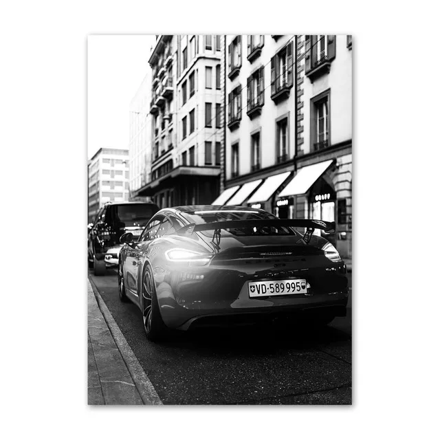 Plakat Paryż Champs-Élysées czarno-biały Jasnoszary
