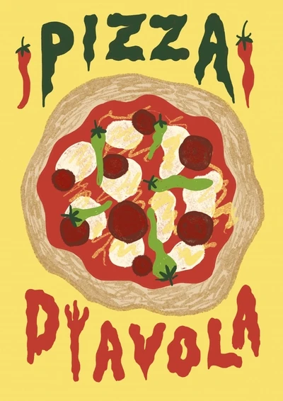 Pasta i espresso - retro plakat do kuchni Pomarańczowy