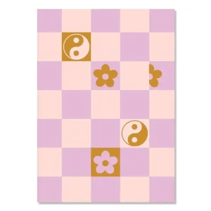 Pastelowy plakat Smiley i kwiaty - styl duński Wzór 1