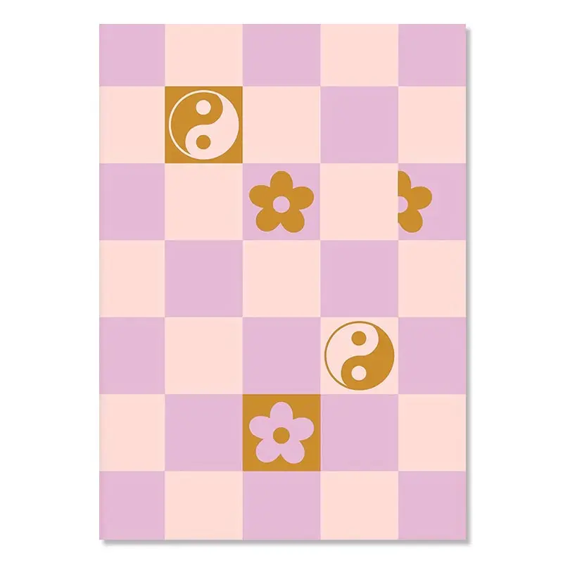 Pastelowy plakat Smiley i kwiaty - styl duński Wzór 1