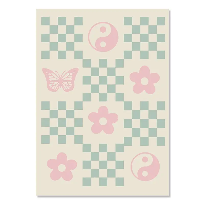 Pastelowy plakat Smiley i kwiaty – styl duński Wzór 10