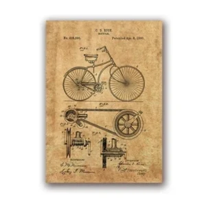 Plakat patent roweru blueprint vintage Burgundia