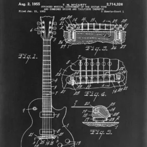 Plakat Patentowy - Instrumenty Muzyczne Vintage Burgundia