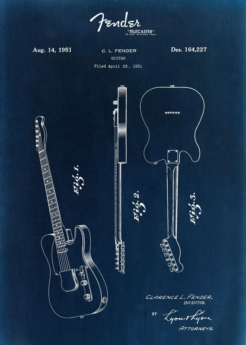 Plakat Patentowy - Instrumenty Muzyczne Vintage Fioletowy