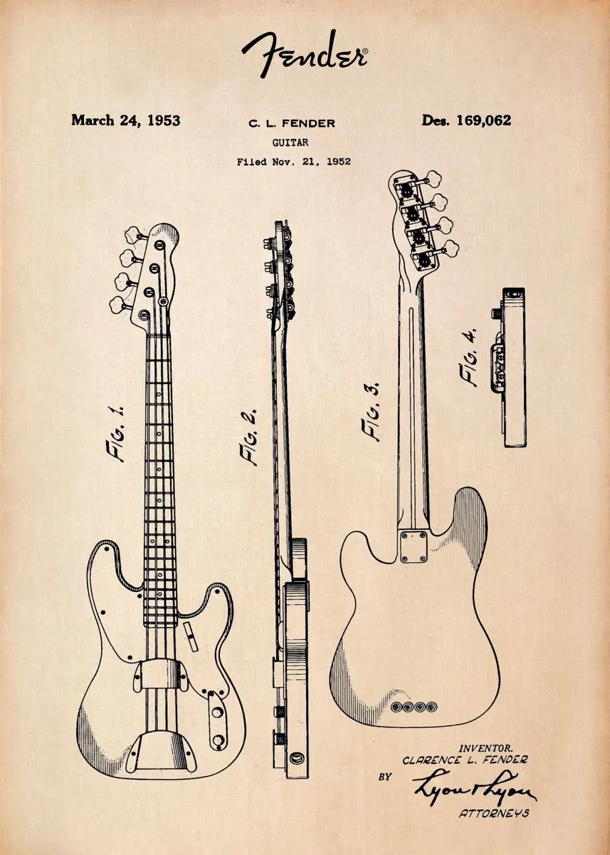 Plakat Patentowy - Instrumenty Muzyczne Vintage Granatowy