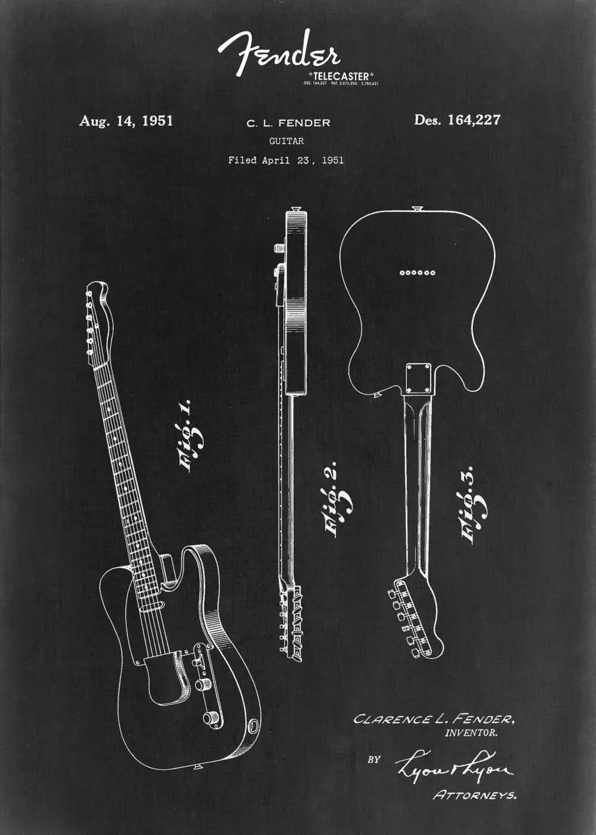Plakat Patentowy - Instrumenty Muzyczne Vintage Pomarańczowy